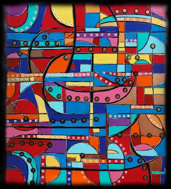 Image 1 of Cubism A1358 - abstract painting on XXL canvas
