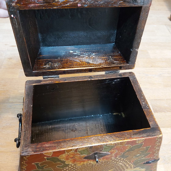 Image 1 of Unusual Tibetan Buddhist wooden pyramid chest