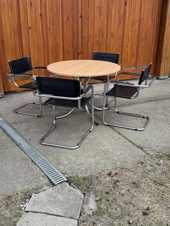 Italiaanse ronde Effezeta eettafel met stoelen – Eetkamerset, Chroom, Mid Century Modern (photo 3 of 8)