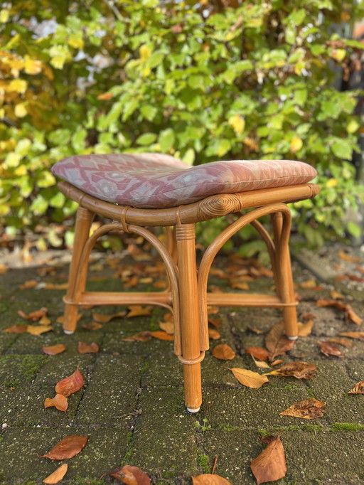 tabouret vintage en rotin tendance