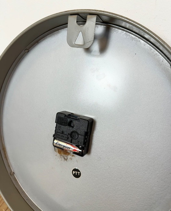 Image 1 of Grijze industriële stationswandklok van Nedklok, 1960