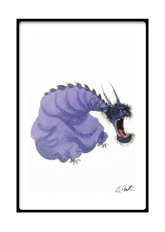 Image 1 of TIM BURTON - Untitled - (The Cyclops of Lavender Smoke) - Officiële gesigneerde gelimiteerde print -20X30cm