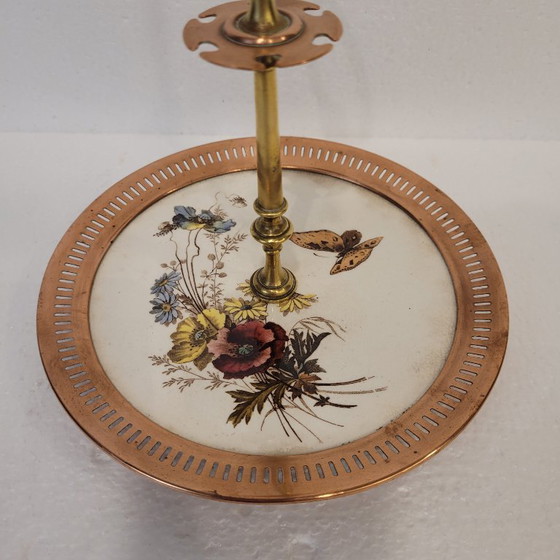 Image 1 of Servitrice muta o étagère, bronzo e porcellana, anni '50 - Francia