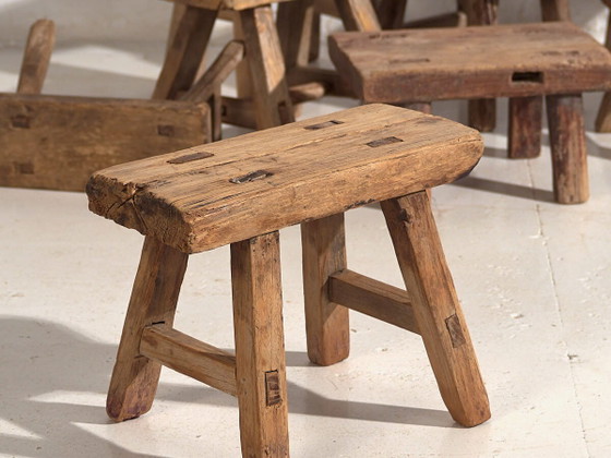 Antique Small Stool in Natural Wood Colour (c.1900) – Rustic (photo 2 of 9)