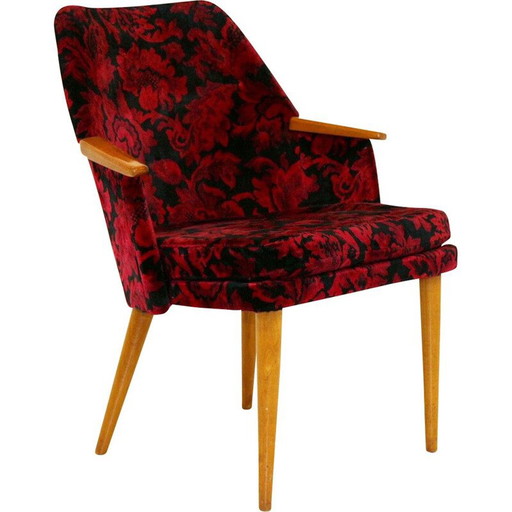 Poltrona vintage con seduta in tessuto floreale, Svezia, anni '50