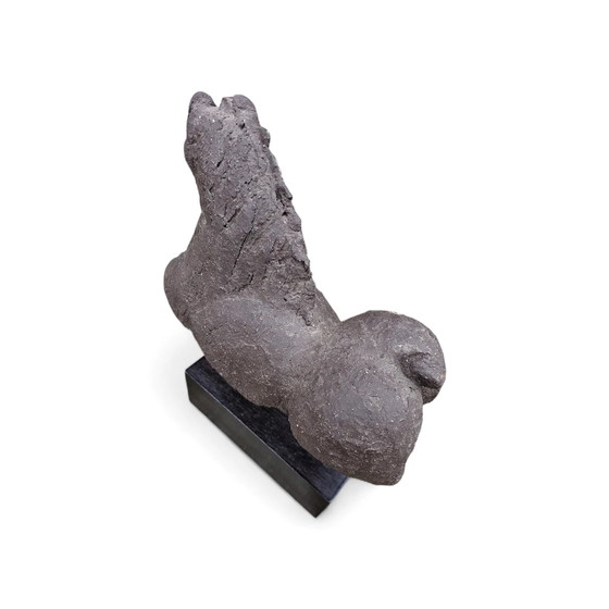 Keramische Beeldhouwkunst / Paardentorso op houten sokkel / – Ceramic (photo 5 of 8)