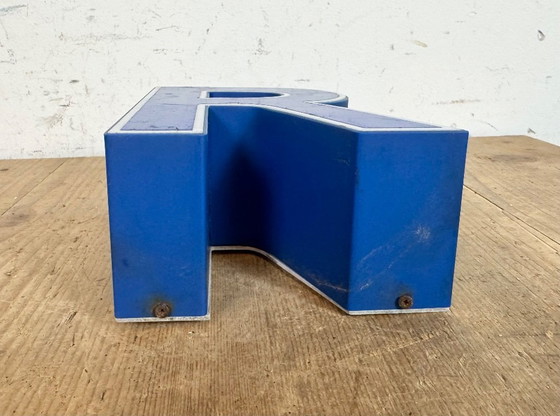 Image 1 of Vintage Blue Plastic Illuminated Letter R, 1970s