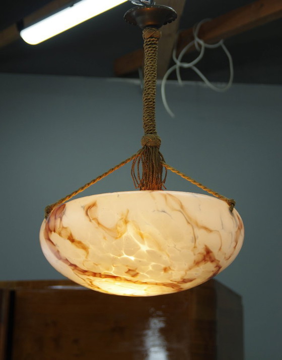 Art Nouveau Glass Pendant, Czechoslovakia, 1920s, Pendant lamps, Purple (photo 5 of 15)