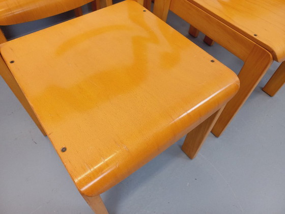 Image 1 of Set of 6 minimalist vintage beechwood chairs from the 70s and 80s