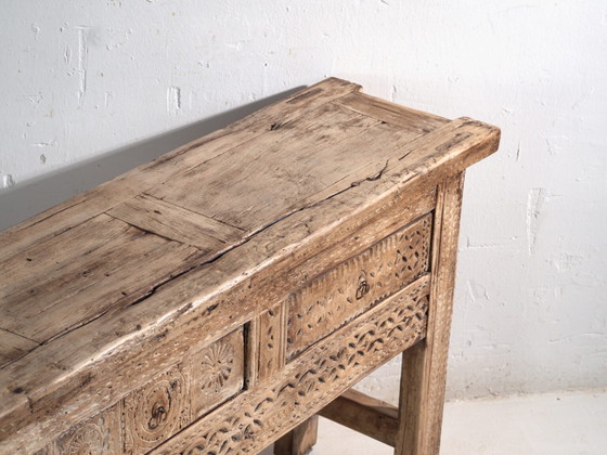 Antique carved console table in elm wood – China, circa 1930 – Iron (photo 13 of 40)