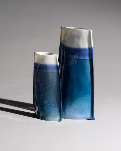 Johan van Loon x Rosenthal Studio-Line Glossy Paper Porcelain Vase Duo Maritime