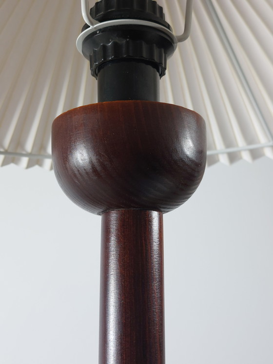 Image 1 of Vintage postmodern wooden table lamp with pleated shade