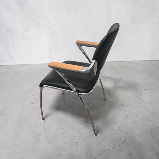 Image 1 of 1 of 4 vintage designer leather dining chairs Brunner Golf