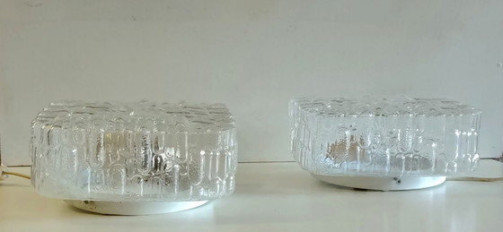 Plafonnier ou applique en verre moulé - design 70's, Transparent (photo 6 sur 10)