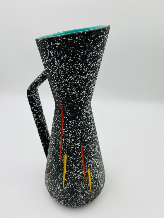 Image 1 of Vintage Hubert Bequet speckled ceramic pitcher, Belgium