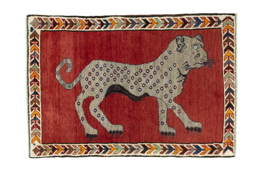 Hand-knotted Gabbeh nomadic rug - 125 x 86 cm - tiger motif
