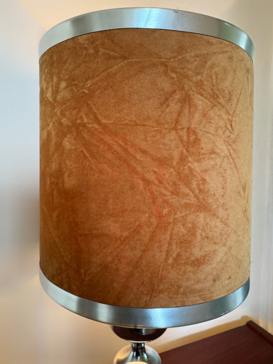 Image 1 of Velvet Chromed Metal Lamp 60s