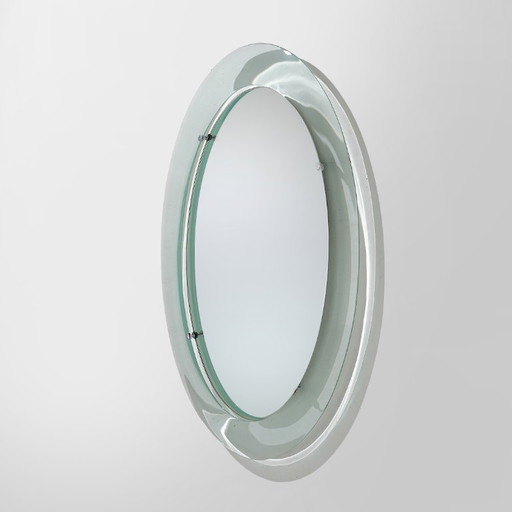 Espejo de pared con marco de cristal curvado de Metalvetro, década de 1970.
