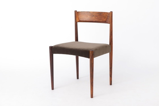 Image 1 of Set of 3 Vintage Rosewood Dining Chairs, 1960s Mid Century Modern Chairs, Restored Wooden Chairs, Upholstered Seats