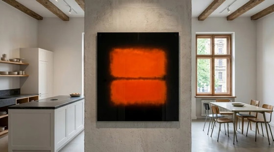 Pure Luxury – Abstract Homage to Mark Rothko | Black & Vintage Orange | 95 × 95 cm | Acrylic Glass with Black (photo 6 of 9)