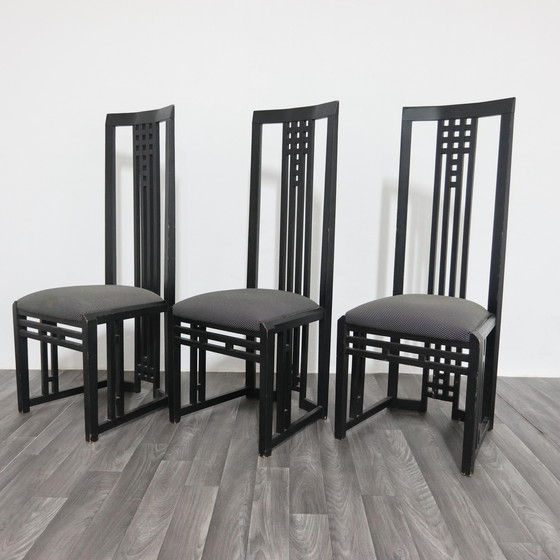 Image 1 of Giorgetti Tris Holzthronstühle, modernes Design der 1970er Jahre