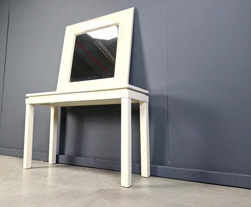 Vintage french lacquered console with mirror, 1980s