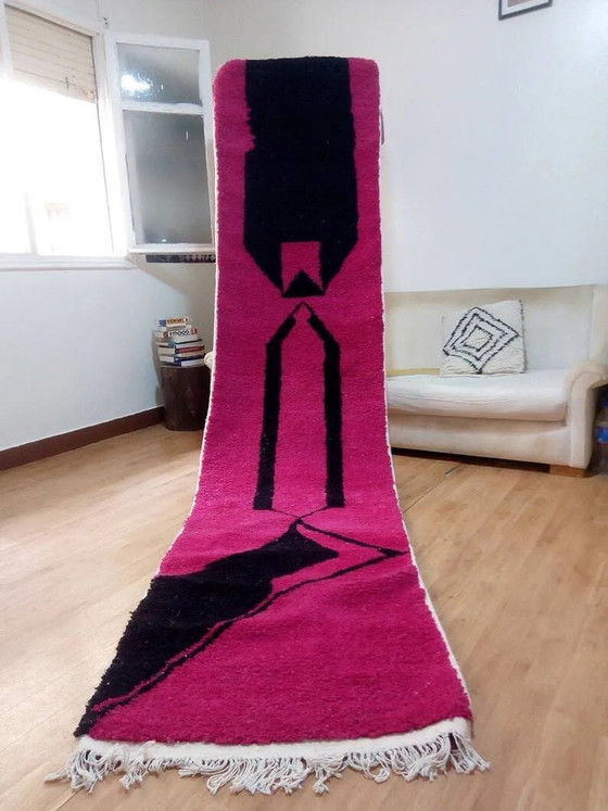Marokkaans loper vloerkleed - artistiek design - Beni Ouarain stijl - volledig wol - 368 x 85 cm (photo 8 of 8)