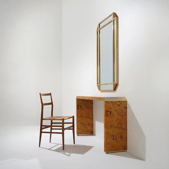 Image 1 of Console table with mirror in briar root by Mario Falcone for Fratelli Turri, 1970s