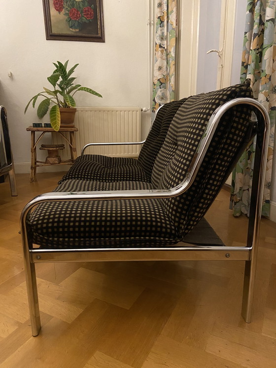 Image 1 of Mid-century chromen bank - twee zitplaatsen