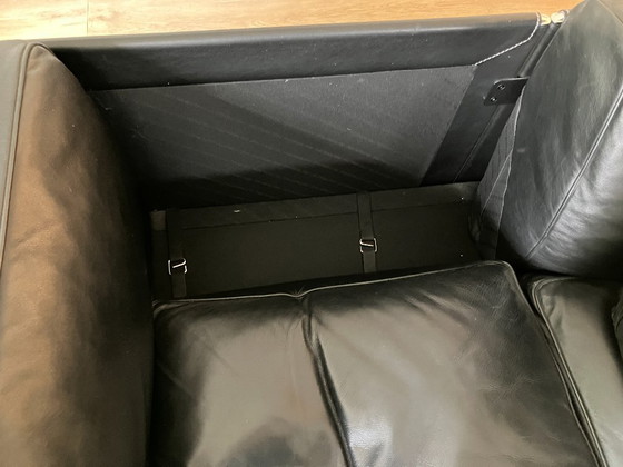 Image 1 of Poltrona Frau Twice Sofá de 3 plazas en cuero negro y cromo