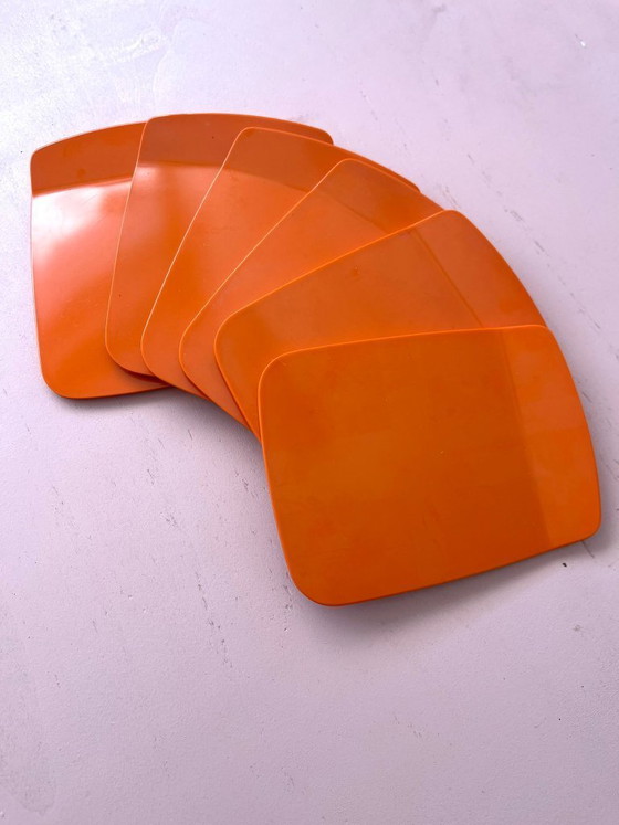 Image 1 of Rosti Mepal plates, 6x orange midcentury vintage boards, 70s postmodern, Denmark dinnerware
