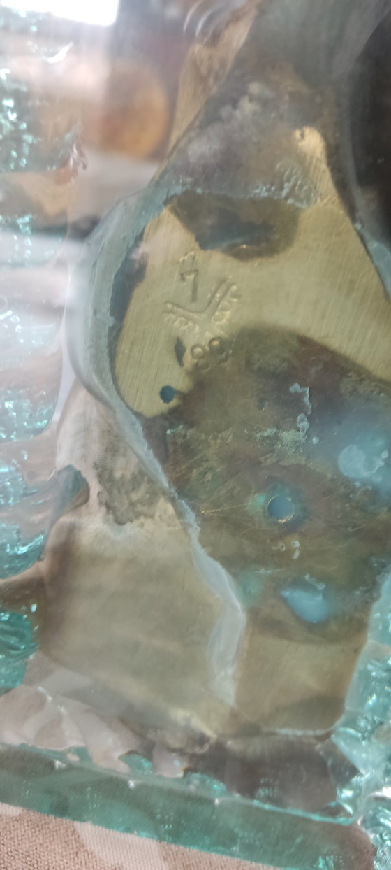 Image 1 of Sculpture organique en bronze « Météore » sur un socle en verre immergé - Milieu du XXe siècle