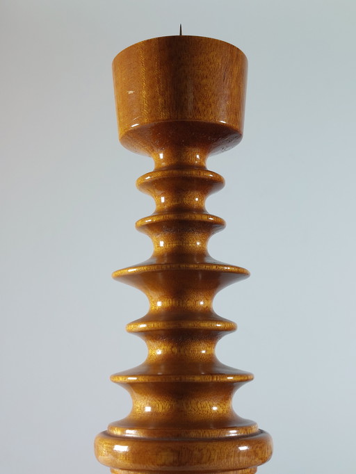 Candeliere vintage di metà secolo, tornito, forma organica, anni '70