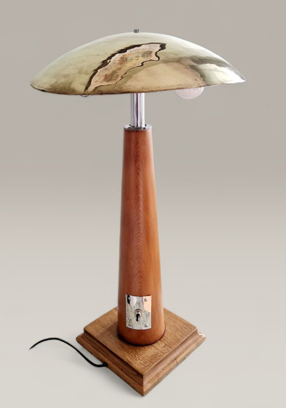 Image 1 of Vintage table lamp in wood and metal – Modernist design, 1950s