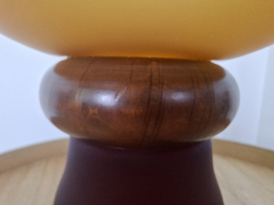 Image 1 of Vintage Cive Italian Bowl/Vase - Murano Glass with Wood - 26 cm