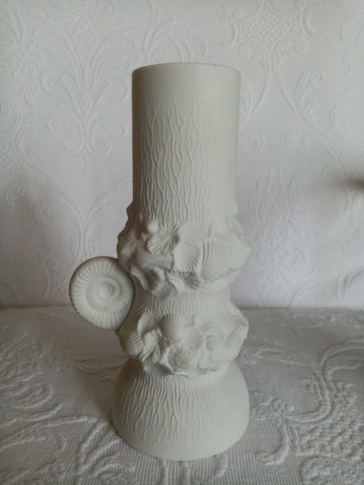 Fossil Deco Vase "Kaiser" Biscuit Porcelain 60s (21.50cm)