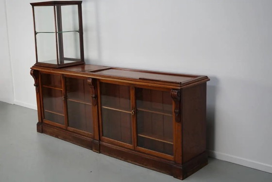 Image 1 of Engelse Victoriaanse apothekersbalie / vitrine uit de 19e eeuw