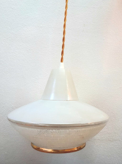 Lámpara colgante de cristal con forma de ovni de la era espacial, 1970