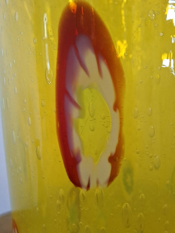 Image 1 of Vintage Leonardo Millefiori Vase – Hand-blown Yellow Glass – 23 cm