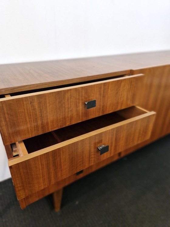 Image 1 of Vintage sideboard teak veneer wooden legs 70s