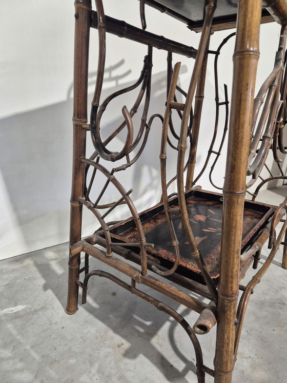 Image 1 of Französischer, japanisch inspirierter Bambus-Teetisch, ca. 1900