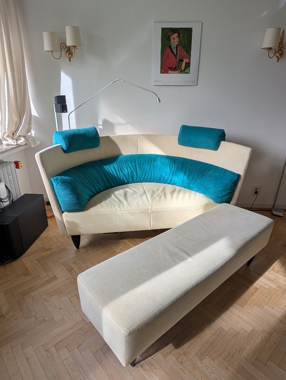 Rarità Ligne Roset Divano "Antares", Peter Maly (1990), Alcantara, Divani 2 posti, Altro, Tessile, Turchese (foto 3 di 9)