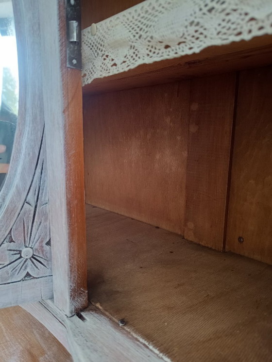 Image 1 of Antique sideboard with leaded glass and mirror
