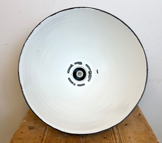 Image 1 of Large Dark Grey Enamel Industrial Factory Lamp from Elektrosvit, 1960s