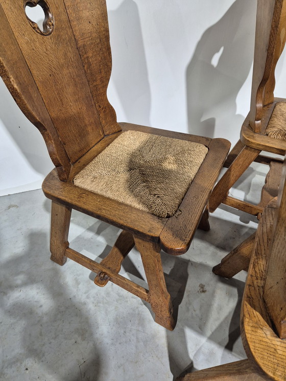 Image 1 of 4 Stühle im Stil des Brutalismus mit Sitzfläche aus Binsen