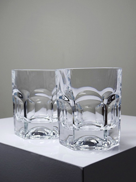 Image 1 of Paar elegante vintage Boheemse kristallen whiskyglazen