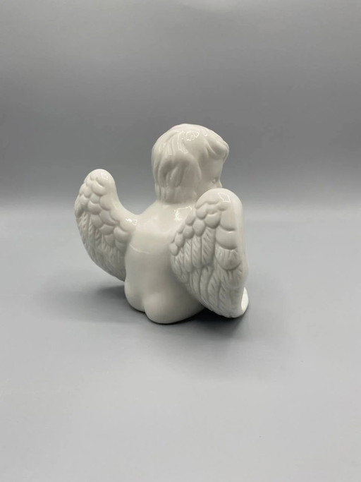 Enameled White Porcelain Cherub Angel – decoratieve objecten, Barok (photo 2 of 4)