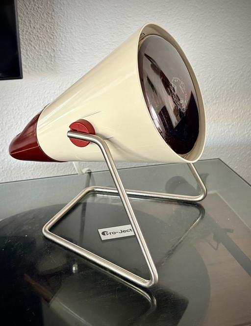 Philips Infraphil HP3603 Space Age Lampe im Mid-Century-Modern-Stil (Burgundfarbene Variante) – tafellampen, Glass, Metal