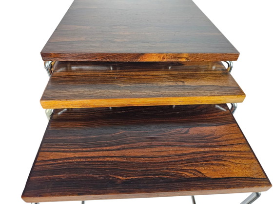 Image 1 of Dutch Design - Brabantia Holland - Mime Set - Reading Rack - Vintage Side Table With Cognac Saddle Leather Reading Rack - 60's
