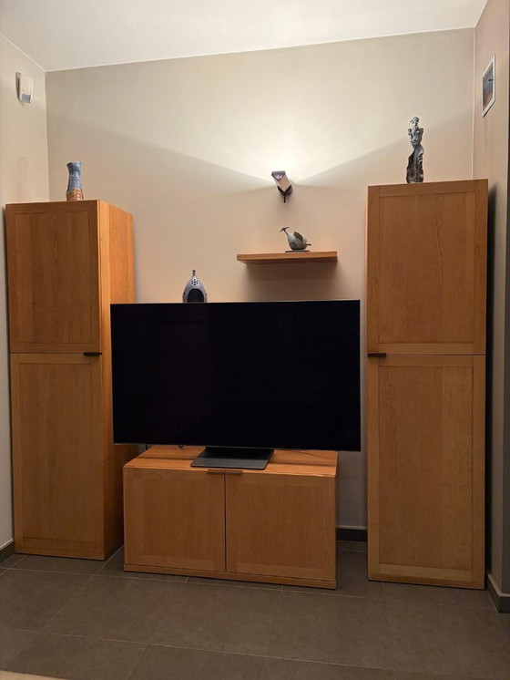 Image 1 of Ensemble de salle à manger sur mesure en chêne massif – table « La Basilica » + bibliothèque + meuble mural